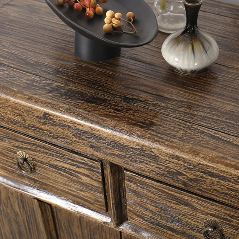 Armoire de couloir en orme massif de style Wabi-Sabi