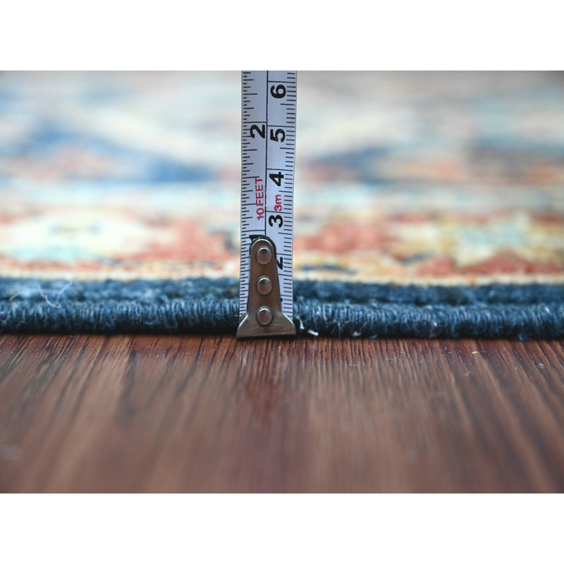 Tapis de couloir bleu en laine noué à la main 2 pi 7 po x 8 pi Yale Peshawar Karjihooz 01CC6A11716A4CB08AF5889574F1EE4B