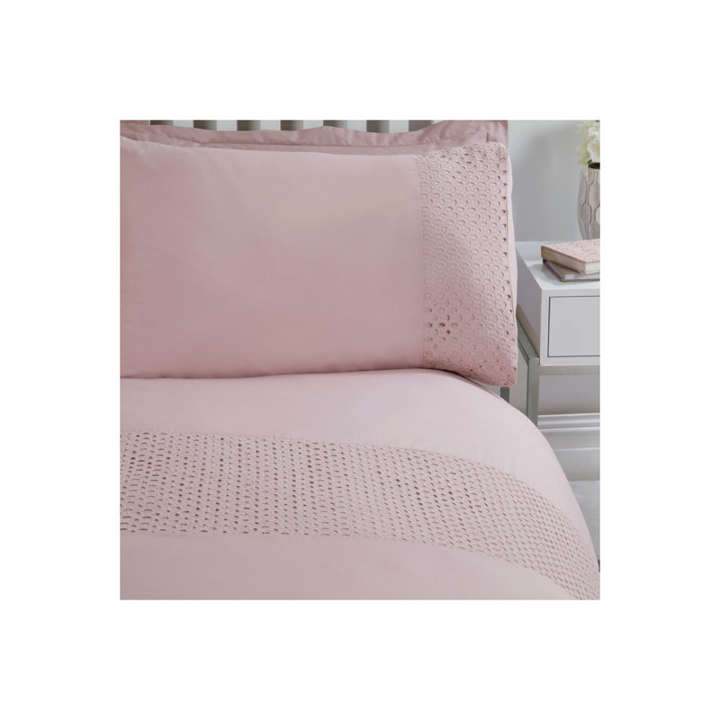 Czeslawa Polyester Solid Colour Duvet Cover Set with Pillowcases, Kingsize - 2 Standard Pillowcases, Blush Pink