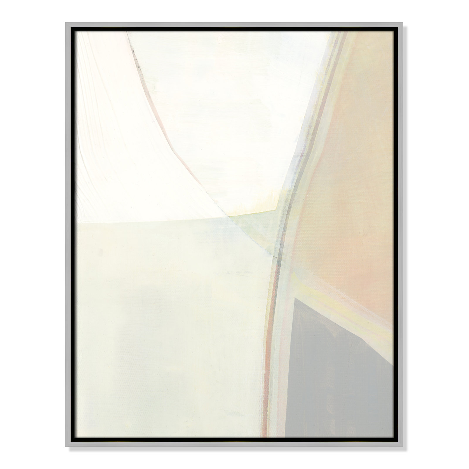 Alexandria "In Neutral II" Painting by Cartissi, Silver Framed Canvas, 29.5" H x 23.5" W x 2" D
