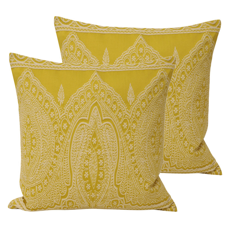 Paisley Square Cushion, Yellow