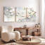 Ensemble de 3 tableaux muraux de style aquarelle représentant des branches de magnolia, parfaits pour la décoration du salon et de la chambre.-1240657099
