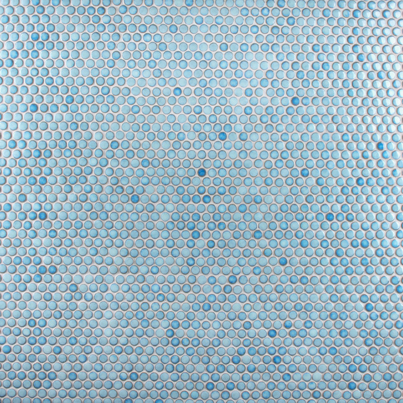 Hudson Penny Round 11-7/8 " x 12-5/8 " Porcelain Mosaic Floor & Wall Tile, Marine