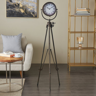 Metal Tall Tripod Decorative Black Clock