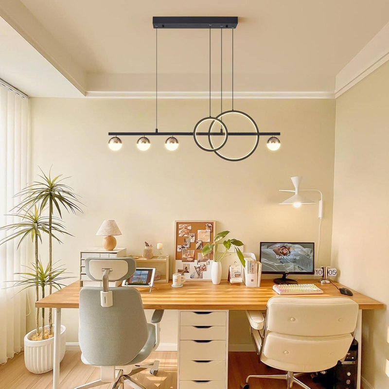 Modern Chandeliers For Dining Room Dimmable LED Chandelier Linear Pendant Light For Kitchen Island Globe Haning Pendant Chandelier Lighitng With Remote