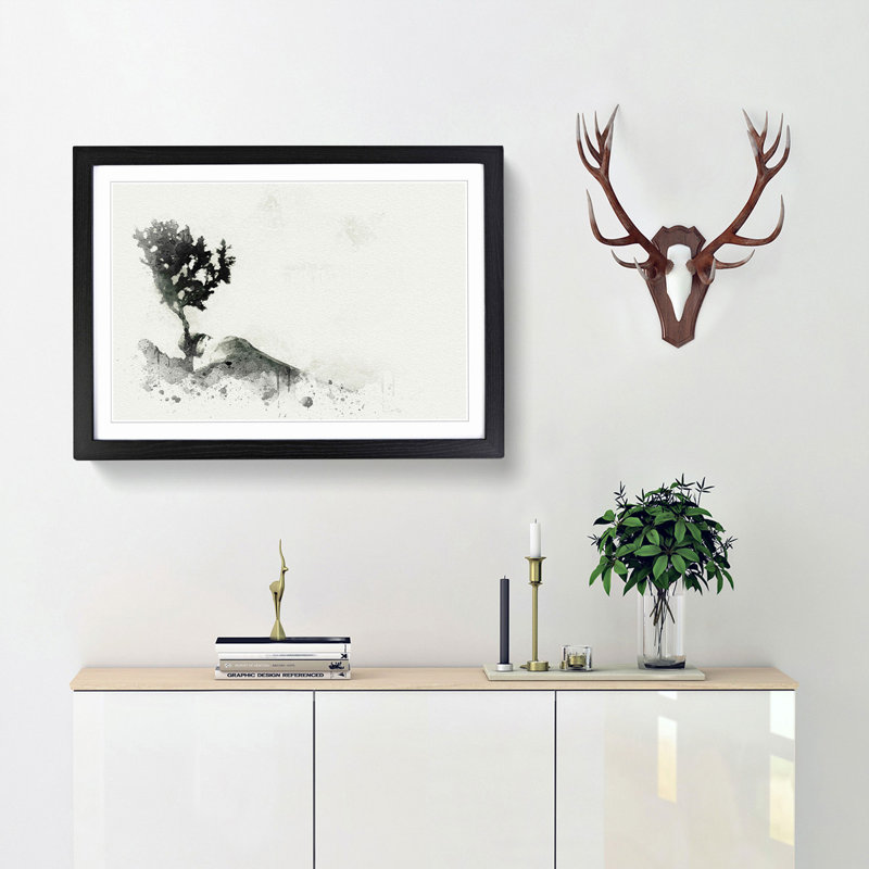 Growing Bonsai Tree in Abstract - Picture Frame Graphic Art Print, Black Framed, 48cm H x 65cm W x 2cm D