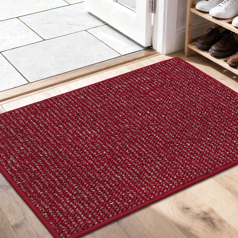 Bukvice Non-slip Washable Door Mat, 24" W x 36" L, Red