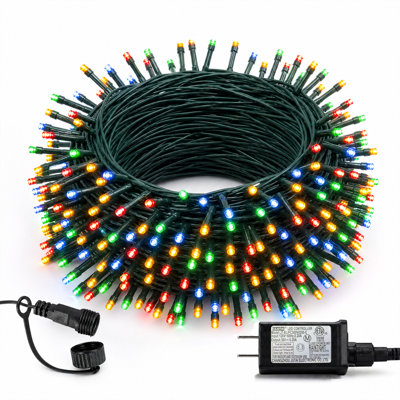 300 guirlandes lumineuses de Noël à DEL, 98 guirlandes de lumières étanches connectables en fil vert avec 8 modes, décorations de Noël pour la cour intérieure de Noël (multicolore)