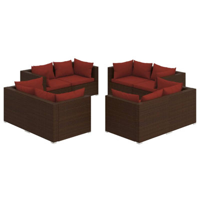 27.6" Wide Rectangle Patio Sectional Set with Cushions