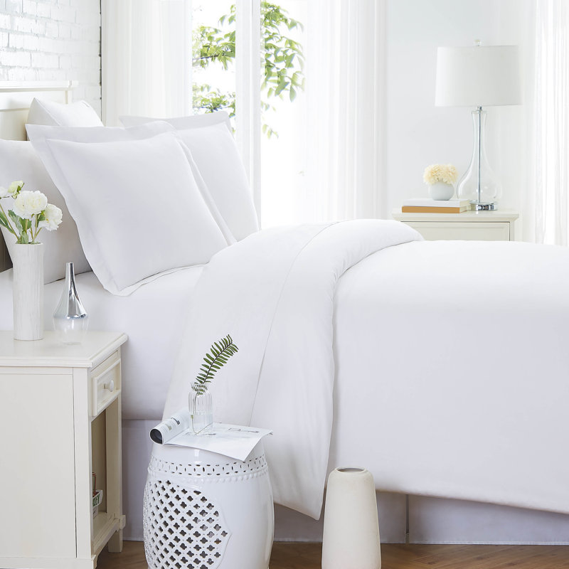 Ensemble de housse de couette en lin South microfine de Southshore Fine Linens, Blanc brillant