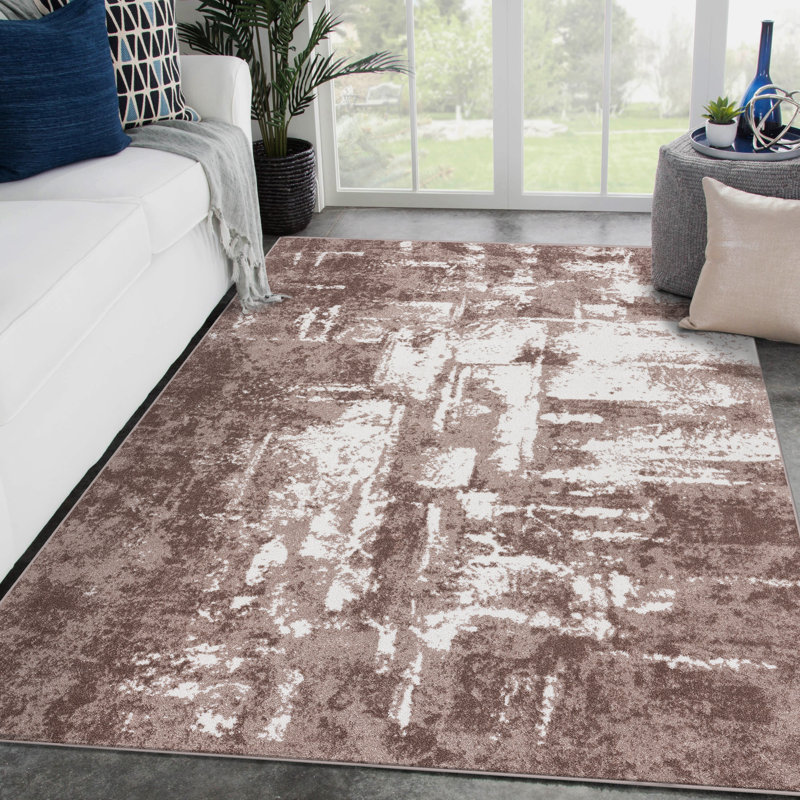 Tapis abstrait brun / beige Elledge, Rectangle de 8 pi x 10 pi