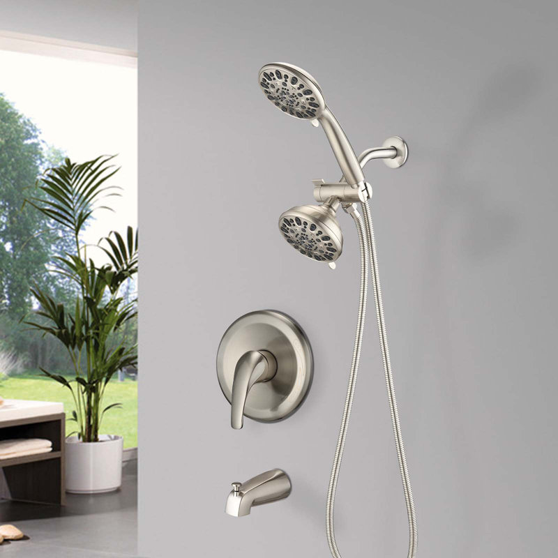 Complete Shower System with Rough in-Valve, Brushed Nickel