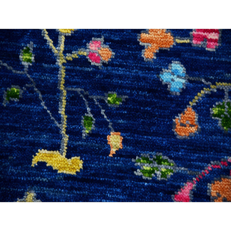 Tapis traditionnel bleu royal en laine noué à la main 9 pi 0 po x 12 pi 0 po