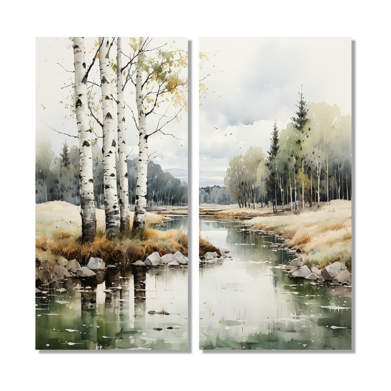 Décoration murale Birch Woods Birch Haven - Bouleau floral, H 20 po x l 24 po, Toile tendue, Ne s’applique pas