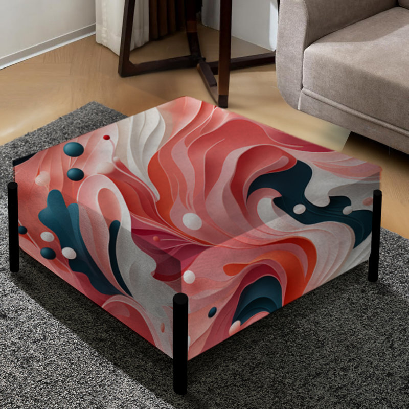 Tropical Reef Rendezvous Pink Pattern - Abstract Large Square Ottoman
