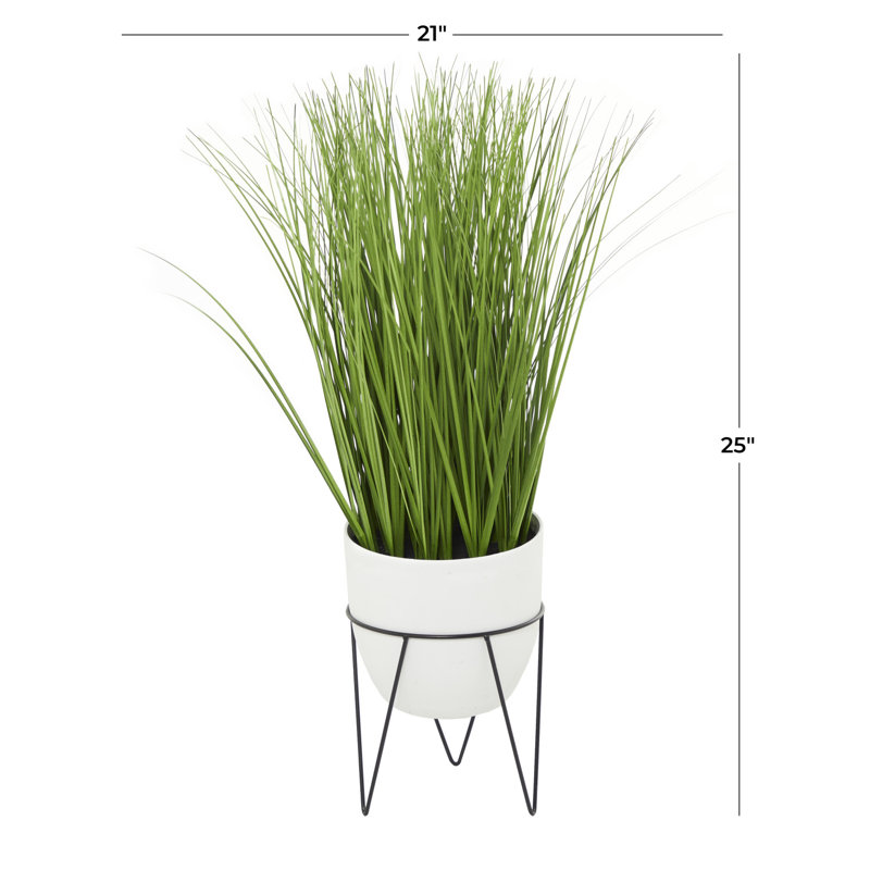 Plante à feuillage artificiel en pot, H 25 po x l 20,9 po x P 18,25 po, Blanc