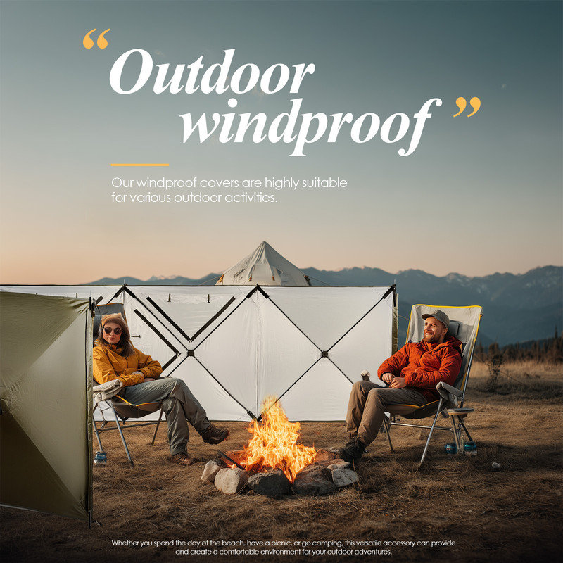 4-Panel Camping Wind Screen with Mesh Window, Portable Beach & Garden Wind Barrier