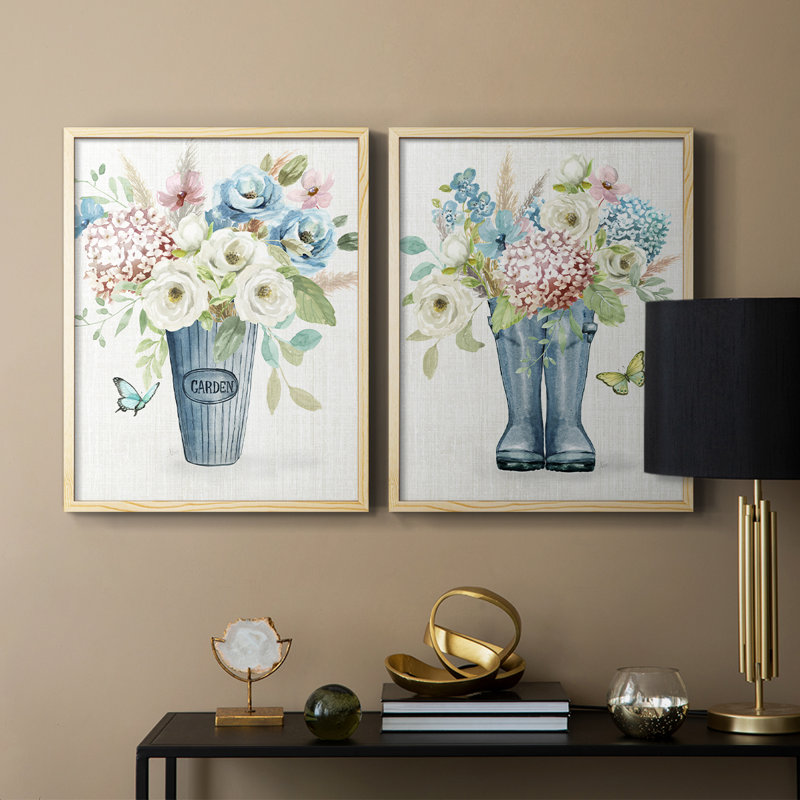 Bouquet de jardin - reproduction encadrée de qualité supérieure - prête à être accrochée - aucun clou requis - aucun clou requis
