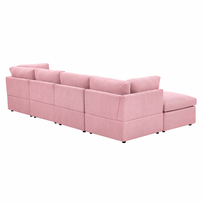 Canapé modulaire de coin avec repose-pieds Annai, Rose