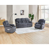 Acklen Recliner Sofa Couch, Sofa Recliner With Cup Holders, Comfy Couch With Dual Wingback Recliner And Chair For Living Room, Oversized Recliner Set
