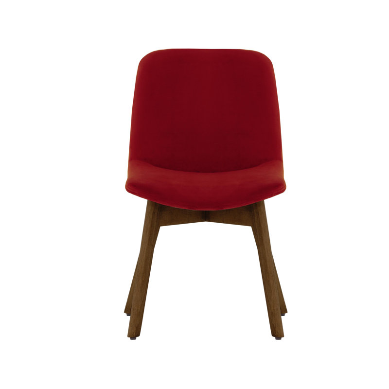 Jada 48cm H Velvet Upholstered Side Chair, Red, Dark Oak