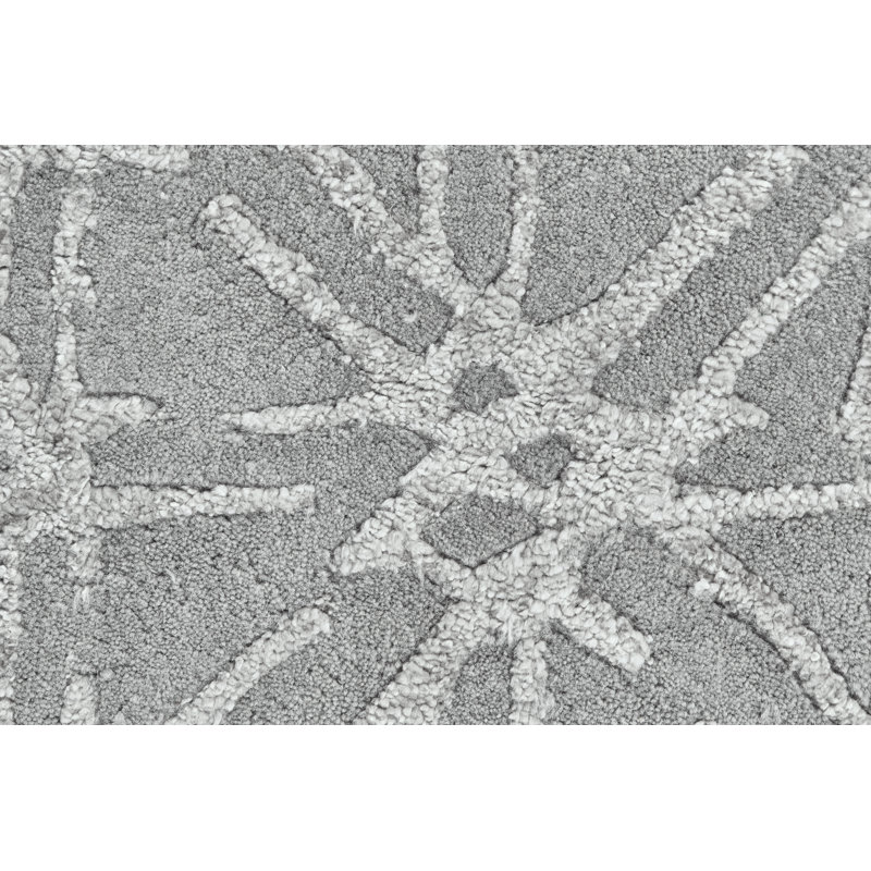 Tapis mauve touffeté à la main à motif géométrique Alusine, Rond 10 pi