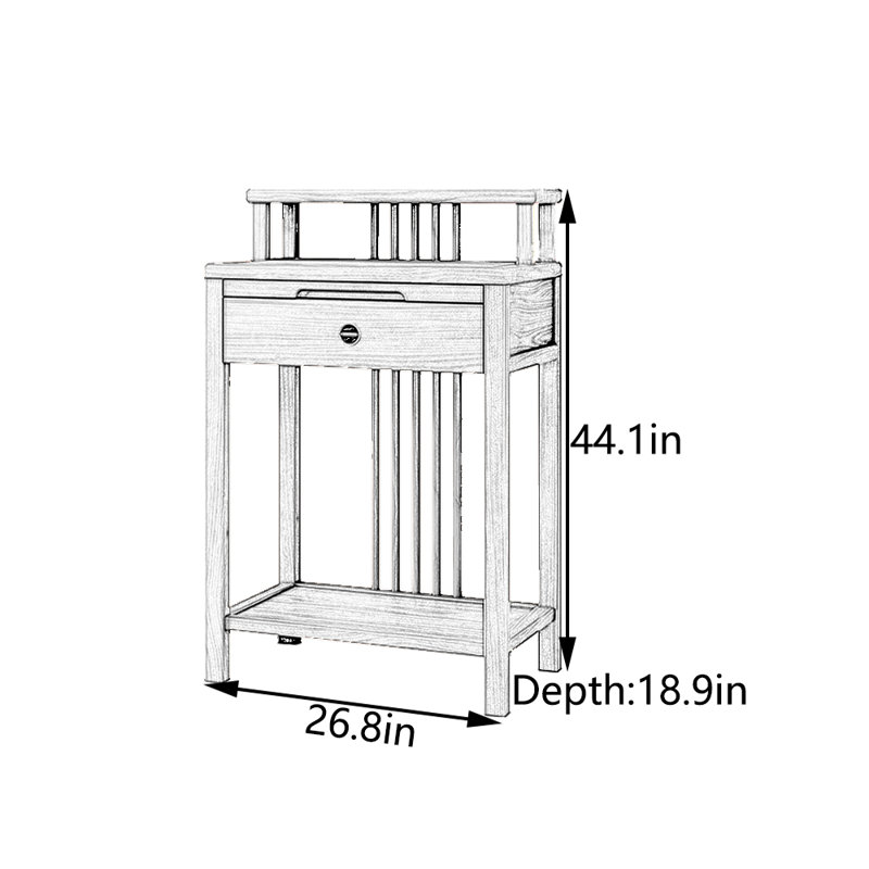 Table d'entrée en noyer noir, H 44,1 po x l 26,8 po x P 18,9 po