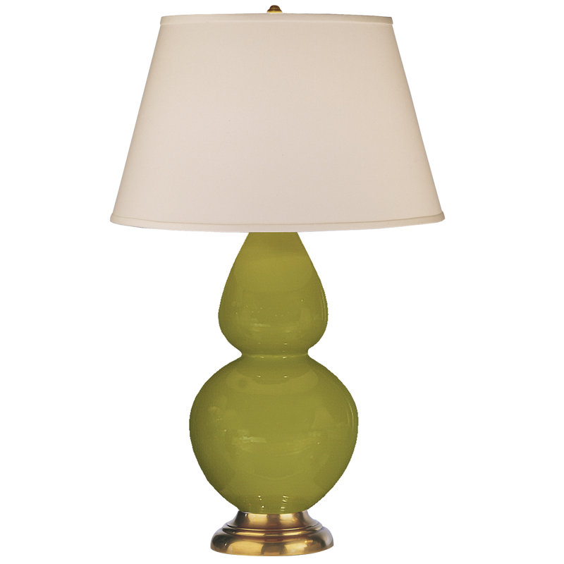 Double Gourd Table Lamp, Celadon/Brass, Ivory