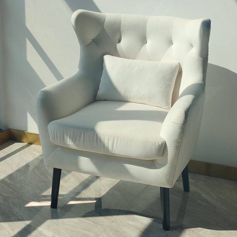 Fauteuil d'appoint rembourré en velours épais et confortable, Blanc