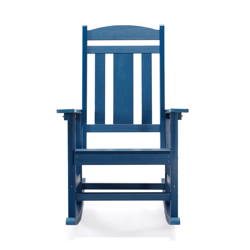 Chiemi HDPS Modern Resin Rocking Adirondack Chair, Blue