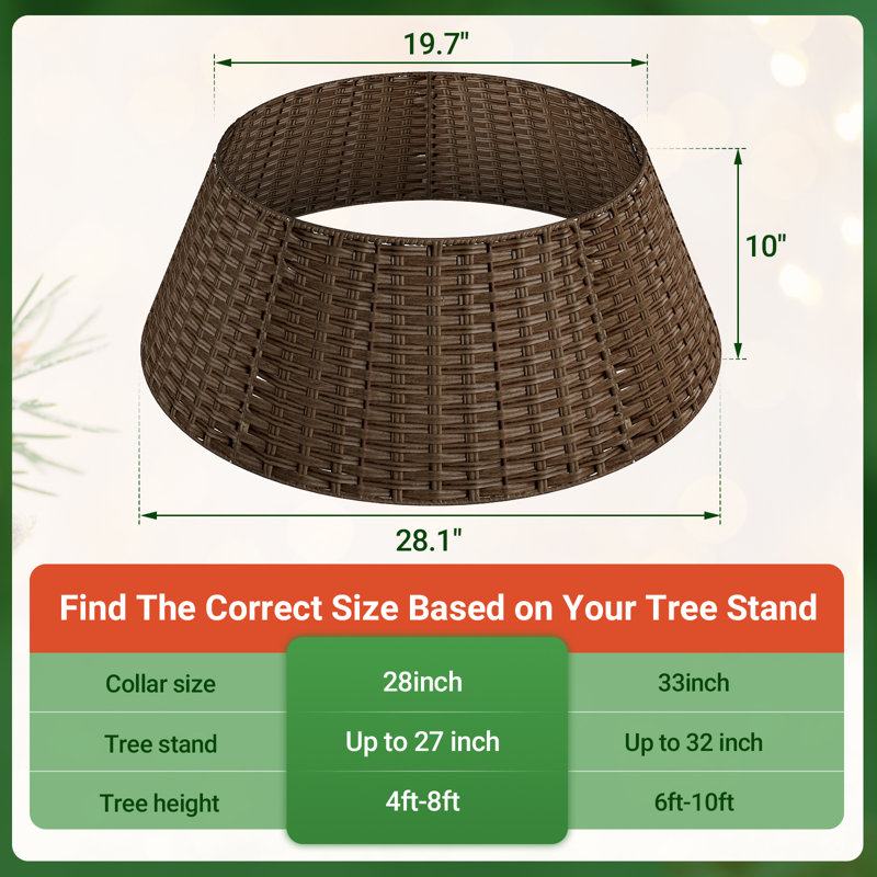 Burlap Felt Metal Plastic Tree Skirt Tree Collar, Brown