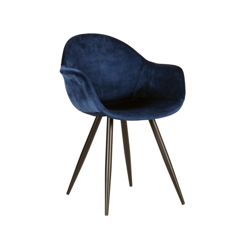 Feather 49cm H Velvet Upholstered Armchair, Blue