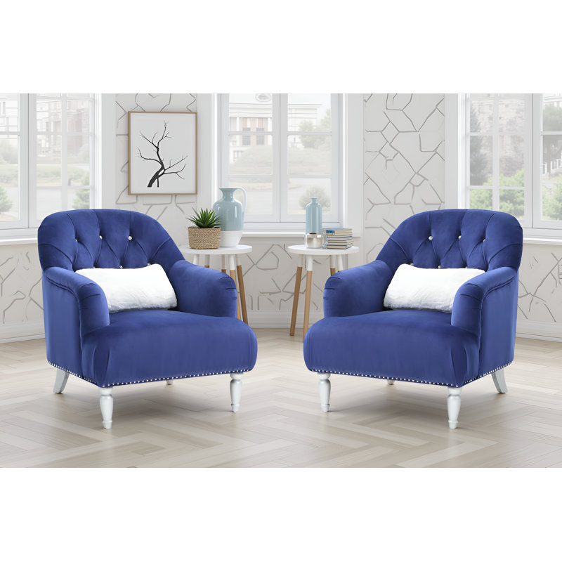 Ensemble de 2 chaises en velours bleu barcelos, Velours bleu