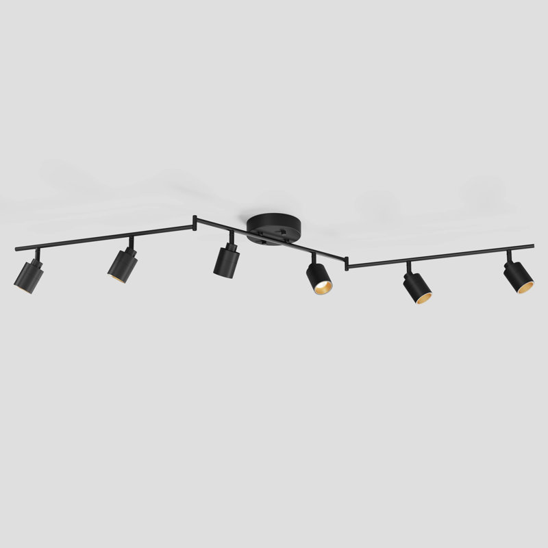 Plafonnier pivotant 6 lumières Shura avec têtes rotatives, DEL intégrée, pavillon encastré, 3000 K, 3000 lumens, Noir