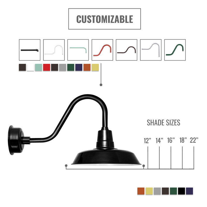 Luminaire de grange d'extérieur à DEL Haleigh, H 15 po x l 22 po x p 27 po, Noir mat