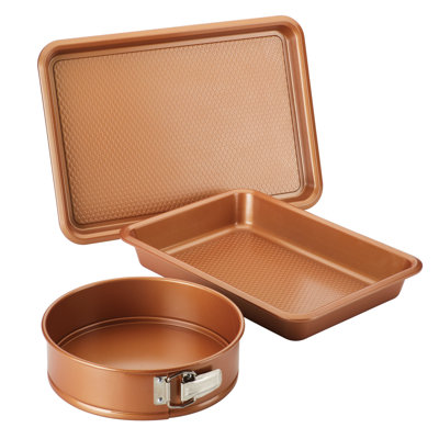 Ayesha Nonstick Bakeware Cake Pan, Cookie Sheet, and Springform Pan Set, 3-Piece