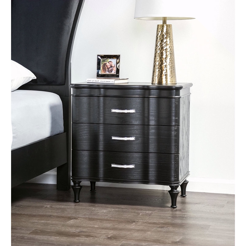 Table de chevet 1 pièce Glam Stylish Modern, Noir