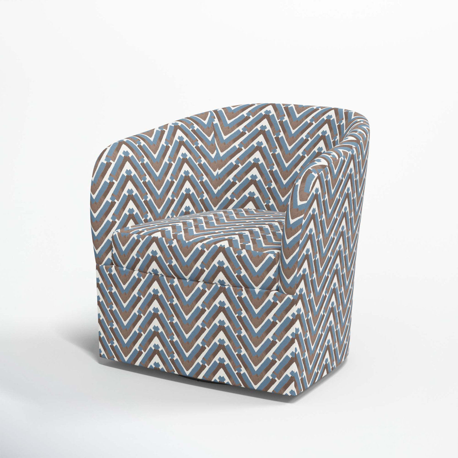Lesia Upholstered Swivel Barrel Chair, Stroke Ocean Chevron