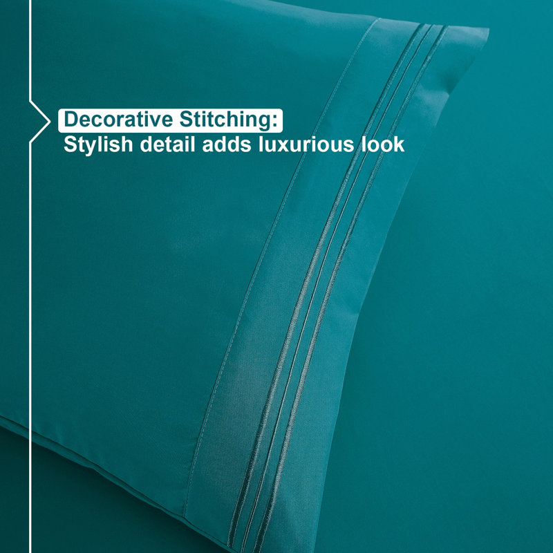 Ultra Soft Microfiber Sheet Set, Cal.King Sheet Set + Fitted Sheet + 2 Pillowcases, Teal