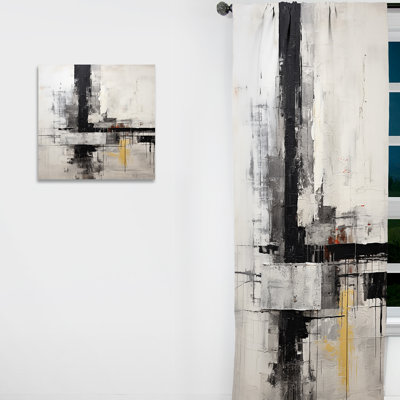 Abstract Beige Black Road collage - Collages Curtain - Velvet Room Darkening - 1 panel