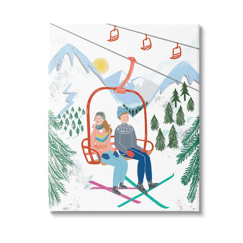 «Winter Ski Lift Friends» par Jo Reid, H 40 po x l 30 po x P 1,5 po