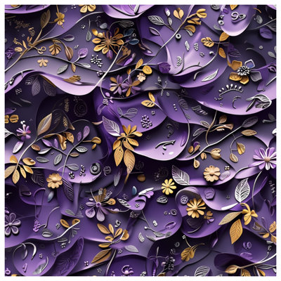 Édredon à motif floral mauve et doré
