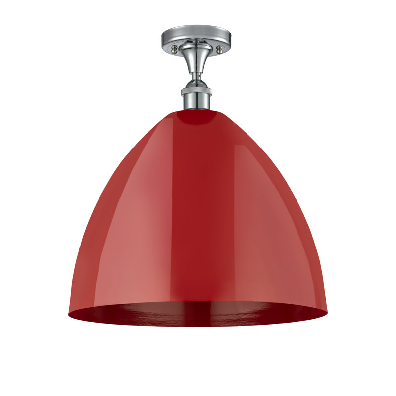 Plafonnier semi-encastré Crooksville, Rouge, Chrome poli