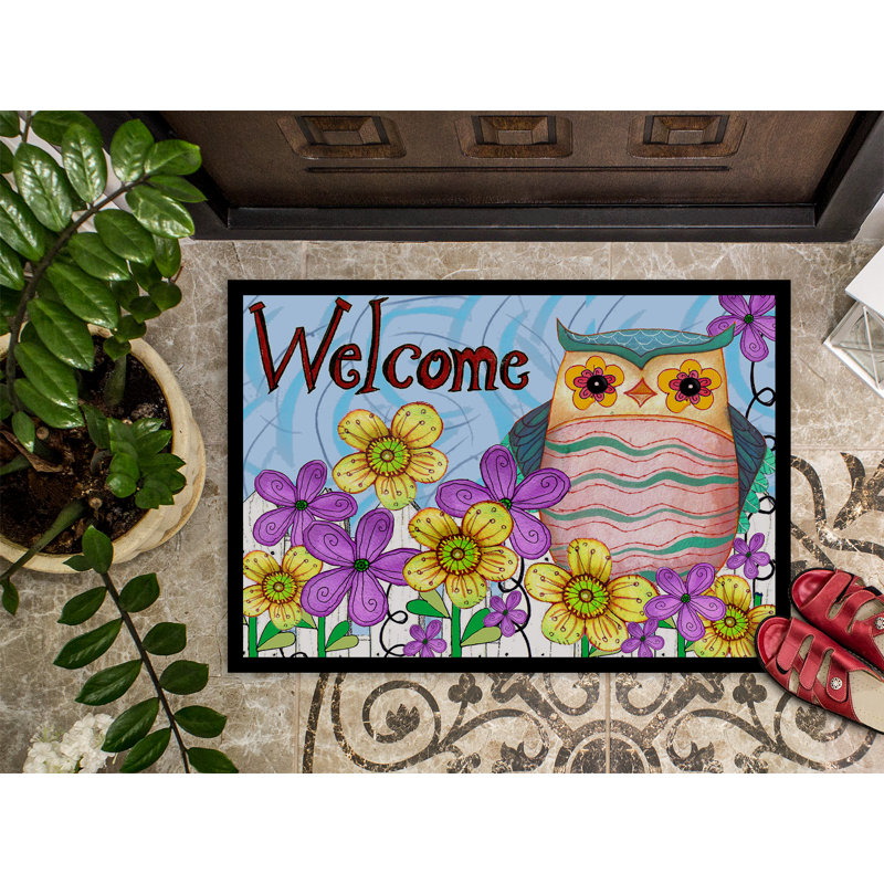 Paillasson d’extérieur antidérapant wampum welcome Owl, Rectangle 2 pi x 3 pi