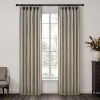 Pinch Pleated Curtains,Semi-Sheer Drapes Back Tab Pinch Pleat Curtain with Hooks+Rings