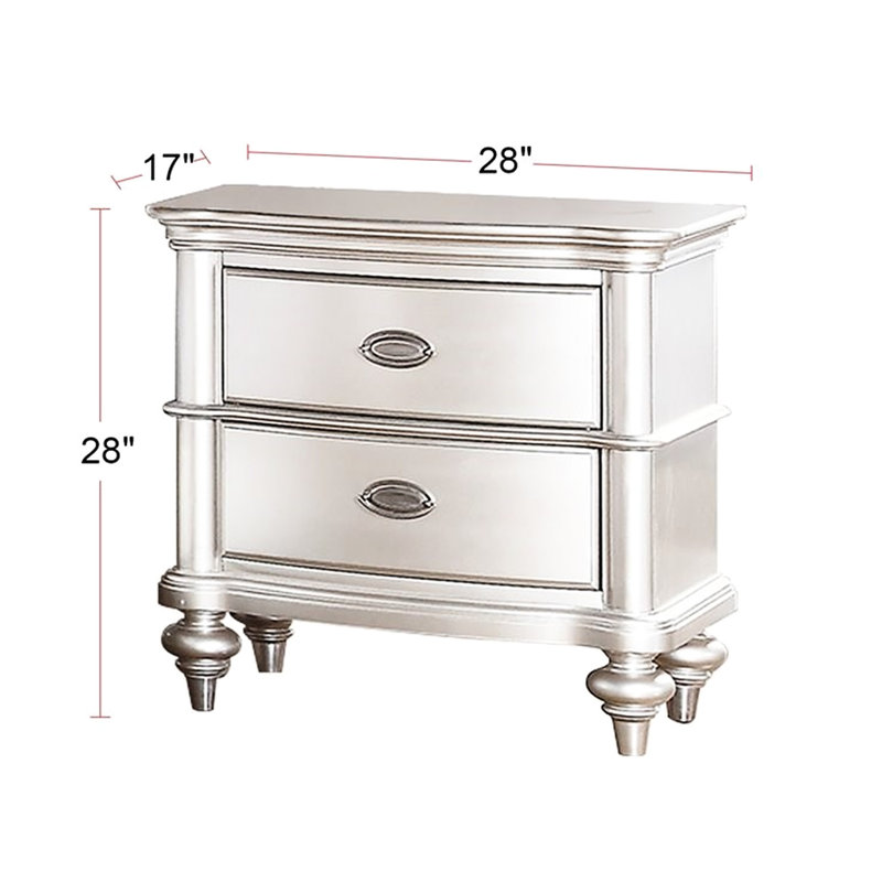 Table de 2 chambres dans un style élégant argent / gris pour armoire de chevet classique avec gris et argent