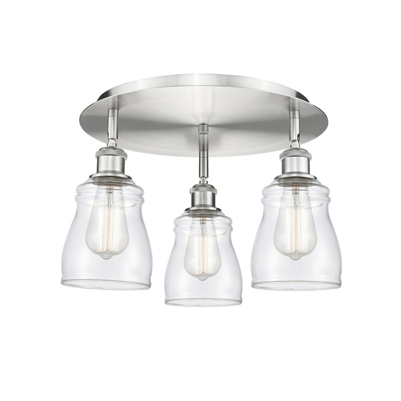 Bernaldino Glass Flush Mount, Clear, Satin Nickel