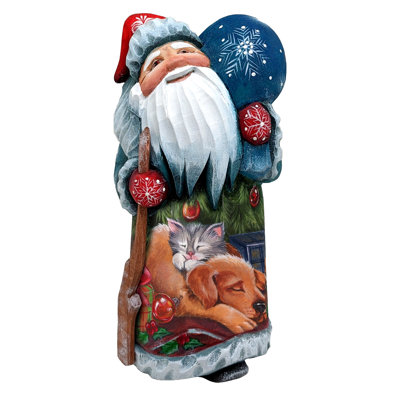 Figurine de chef-d'œuvre de père Noël en bois sculpté