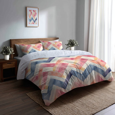 Ensemble de literie à motif géométrique pour enfants, 3 pièces - Housse de couette et coussin décoratif