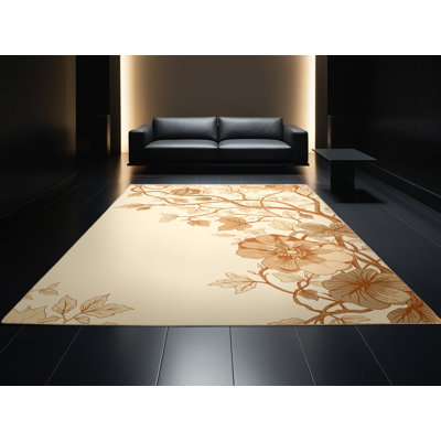 Tapis beige rustique lavable à la machine Paesyn